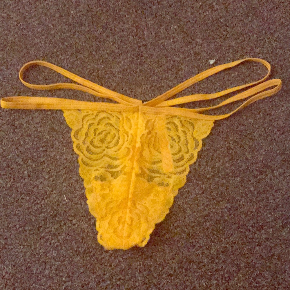 Yellow flower lace thong